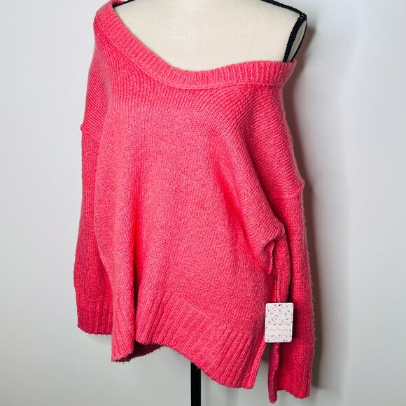 Free People Brookside Tunic Sweater XS NWT Pink Lightning Oversized Knit - Picture 7 of 12